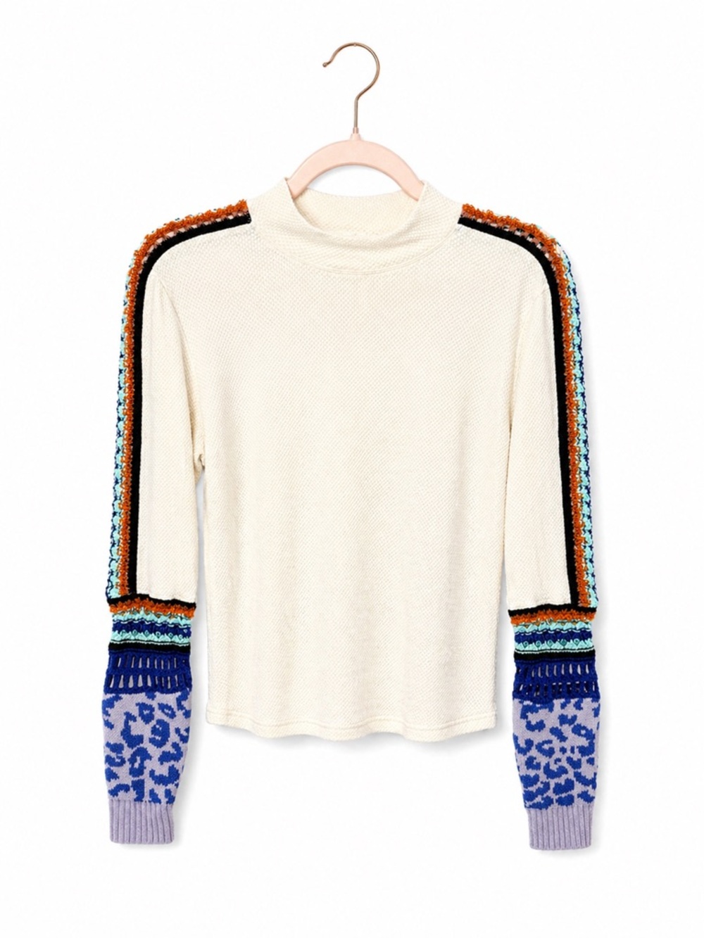 Free People Crochet Sleeve Thermal Top Small Boho Beach Layer
